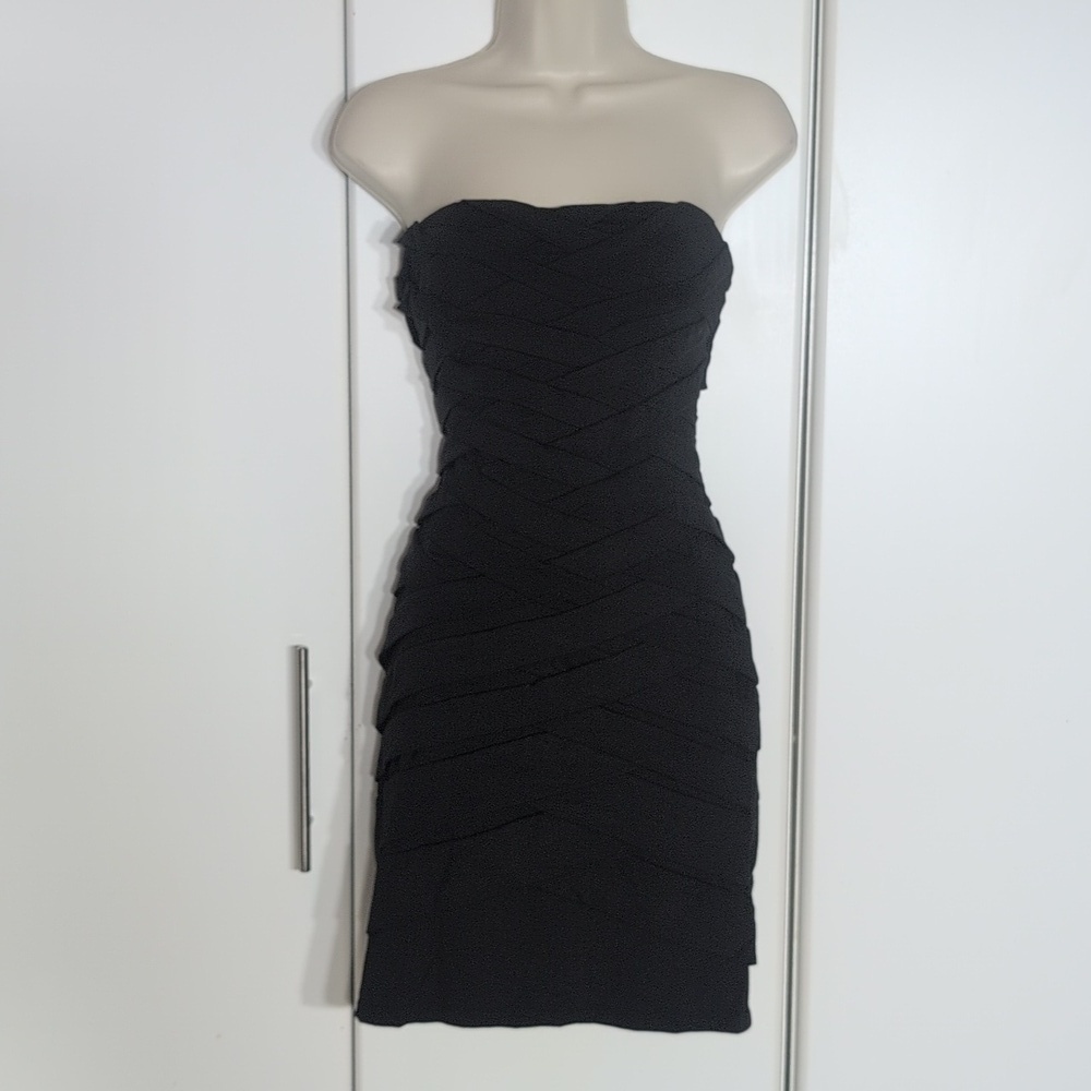 Forever 21 Black Pleated Cowl Neck Mini Dress
